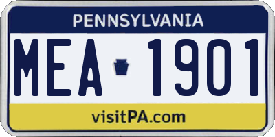 PA license plate MEA1901