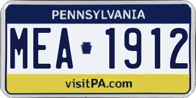 PA license plate MEA1912