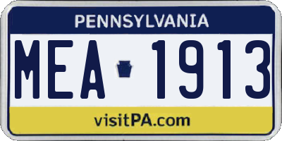PA license plate MEA1913