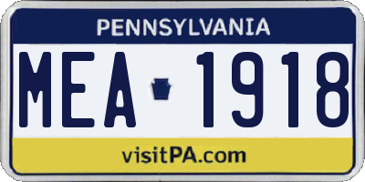 PA license plate MEA1918
