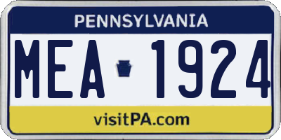 PA license plate MEA1924