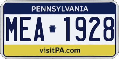 PA license plate MEA1928