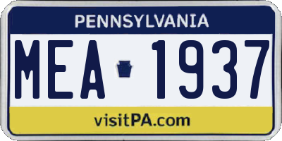 PA license plate MEA1937