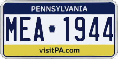 PA license plate MEA1944