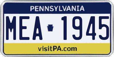 PA license plate MEA1945