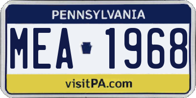 PA license plate MEA1968