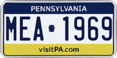 PA license plate MEA1969