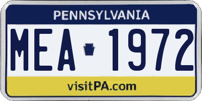PA license plate MEA1972