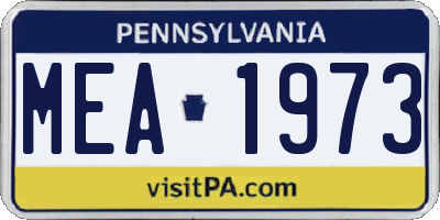 PA license plate MEA1973
