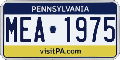 PA license plate MEA1975