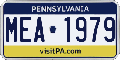 PA license plate MEA1979