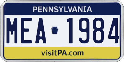 PA license plate MEA1984