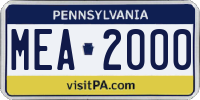PA license plate MEA2000
