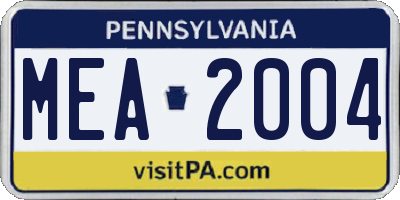 PA license plate MEA2004