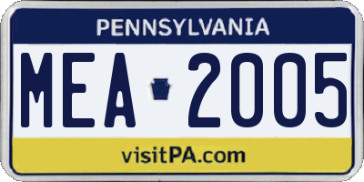PA license plate MEA2005