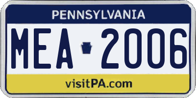 PA license plate MEA2006