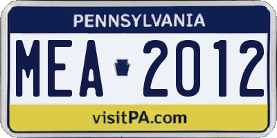 PA license plate MEA2012