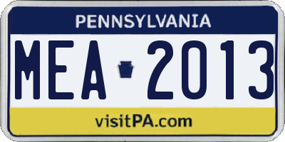 PA license plate MEA2013