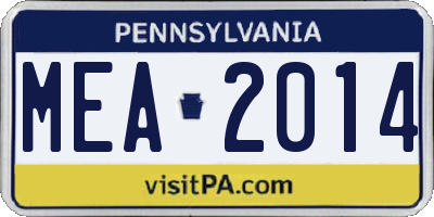 PA license plate MEA2014