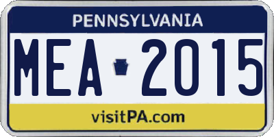PA license plate MEA2015