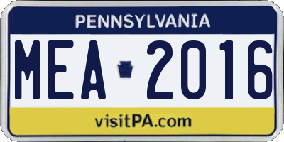 PA license plate MEA2016
