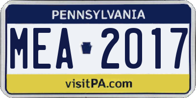 PA license plate MEA2017