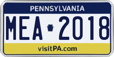 PA license plate MEA2018