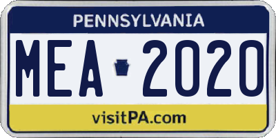 PA license plate MEA2020