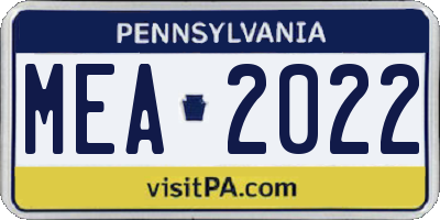 PA license plate MEA2022