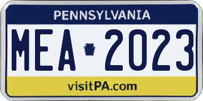 PA license plate MEA2023