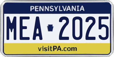 PA license plate MEA2025