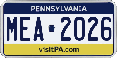 PA license plate MEA2026