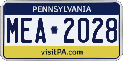 PA license plate MEA2028