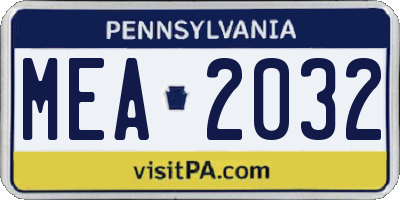 PA license plate MEA2032