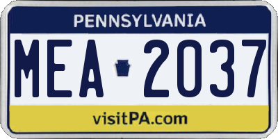 PA license plate MEA2037