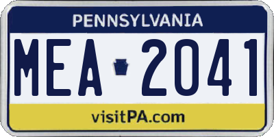 PA license plate MEA2041