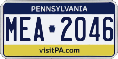 PA license plate MEA2046