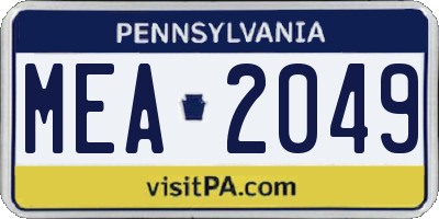 PA license plate MEA2049