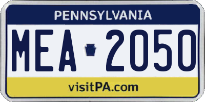 PA license plate MEA2050