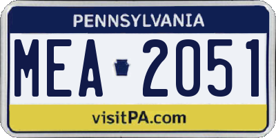 PA license plate MEA2051