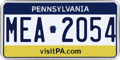 PA license plate MEA2054