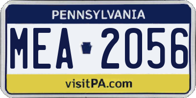 PA license plate MEA2056