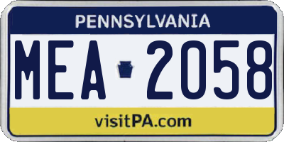 PA license plate MEA2058
