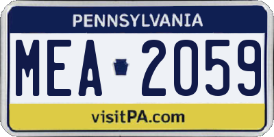 PA license plate MEA2059