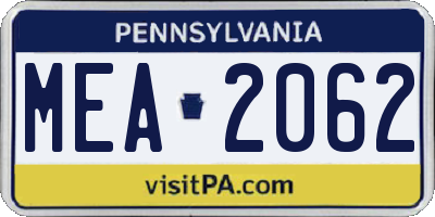 PA license plate MEA2062