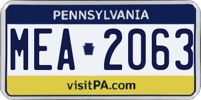 PA license plate MEA2063