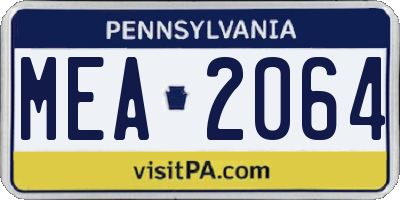 PA license plate MEA2064