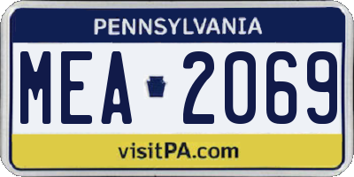 PA license plate MEA2069