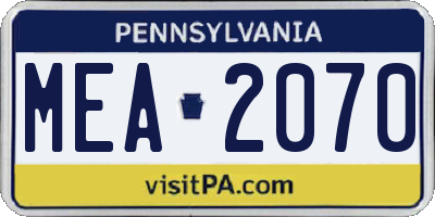 PA license plate MEA2070