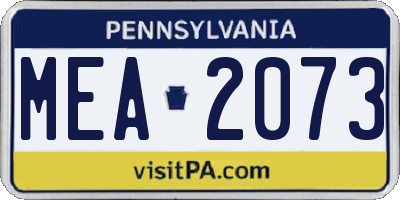 PA license plate MEA2073